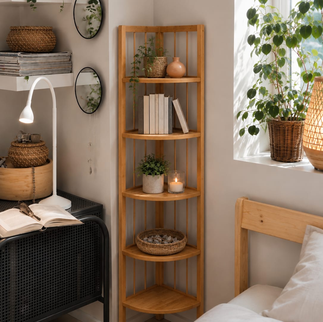 Bamboo Corner Shelf 5-Tier