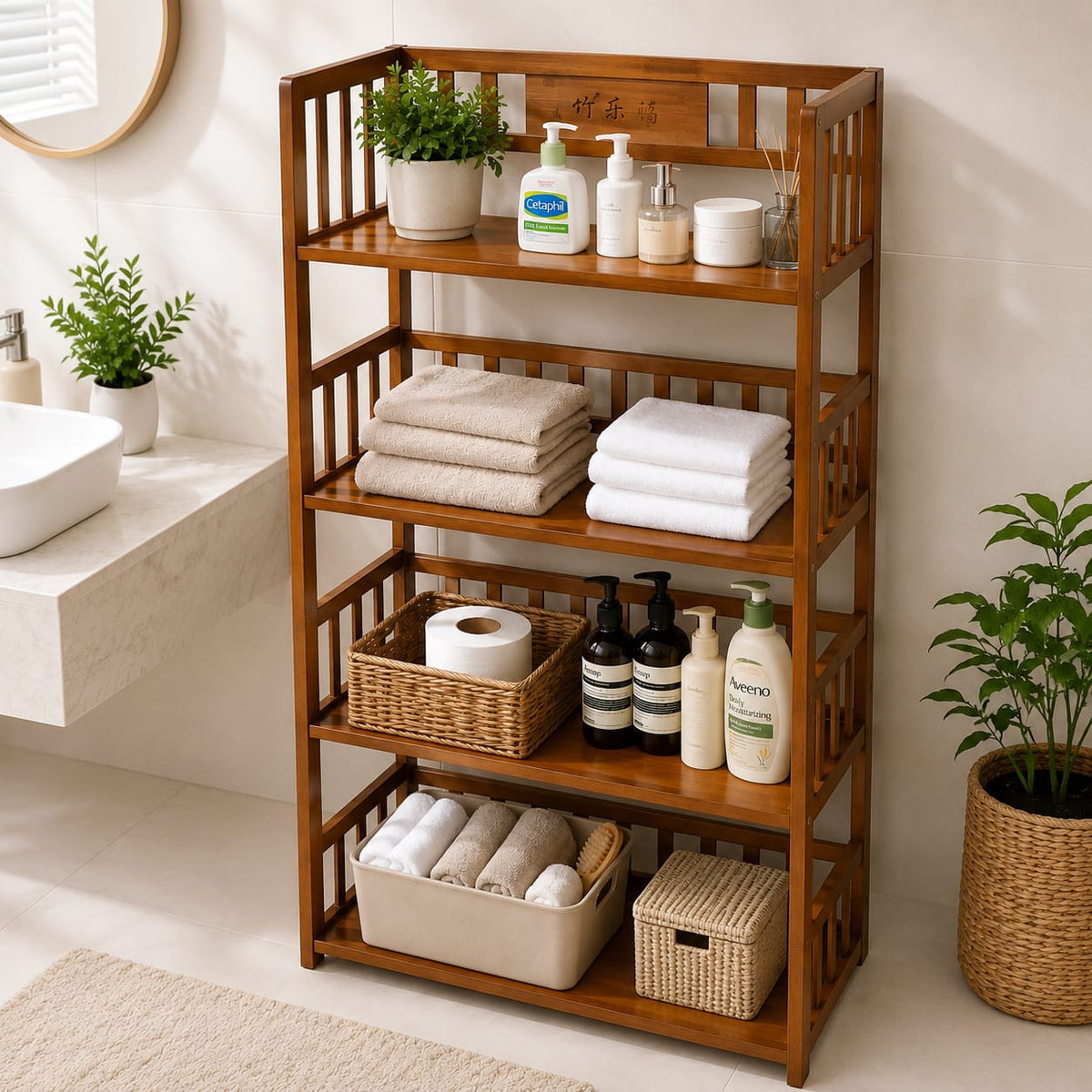Bamboo Shelf 4-Tier