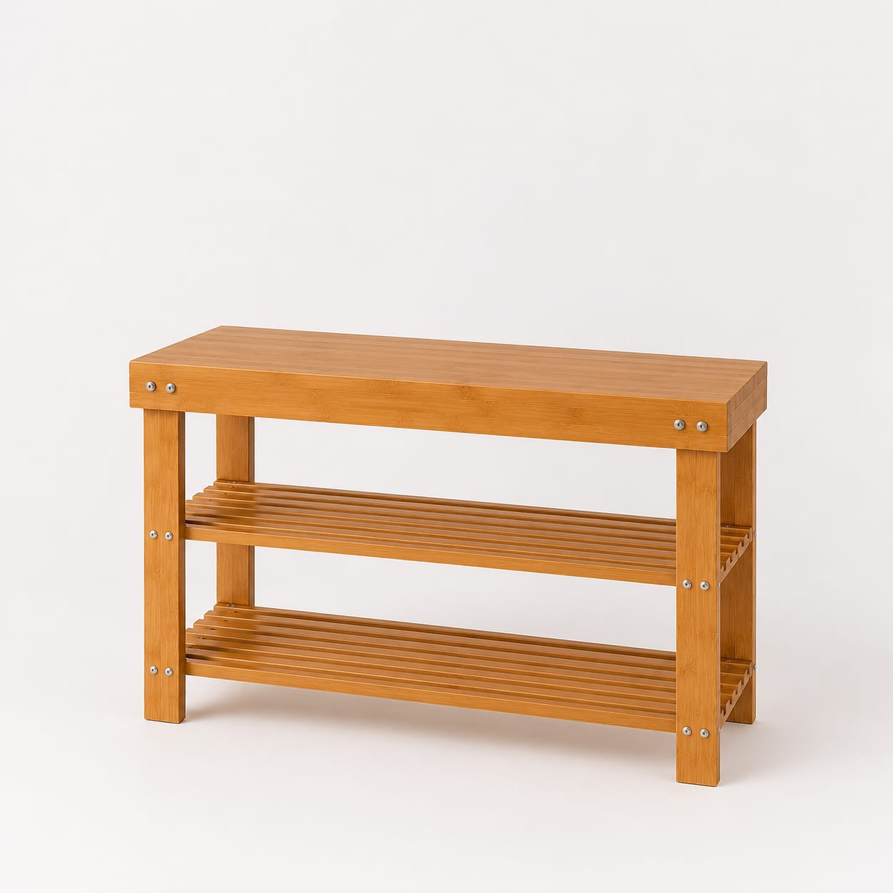 Bamboo Shoe Rack Two-Tier with Bench