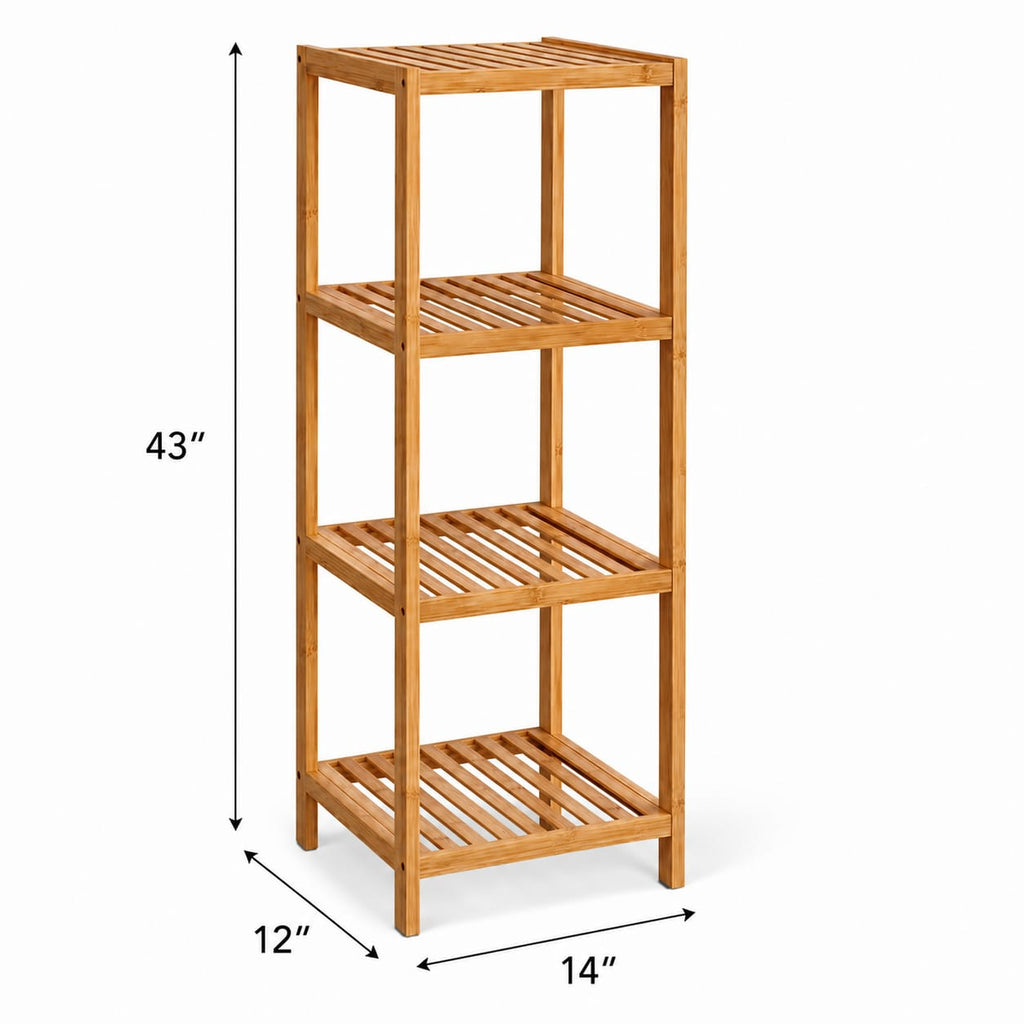 Bamboo Square Shelf 4-Tier